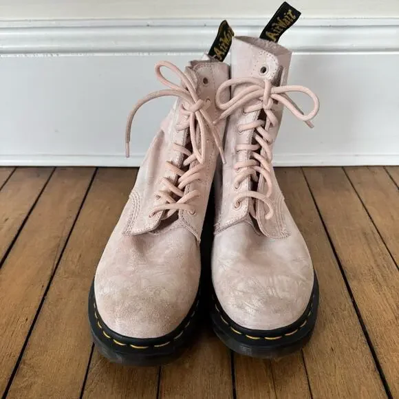 Dr. Martens 1460 Pascal Light Pink Tie Dye Suede Combat Boots 8 - Picture 7 of 12